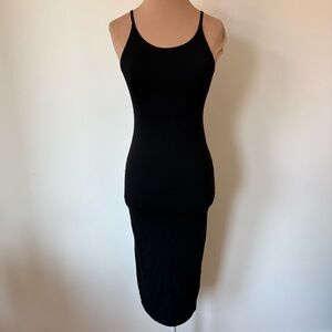 Nadia Tarr Black Scoop Back Jersey Sleeveless Bodycon Midi Dress Size Small